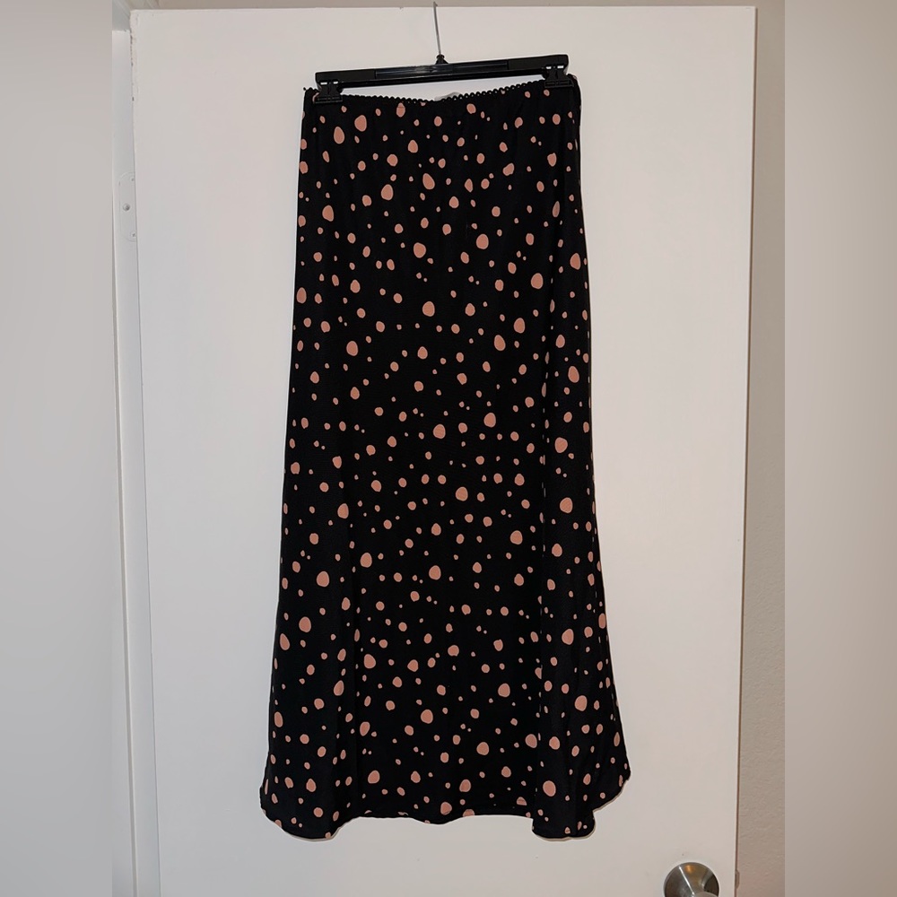 Millennial Pink Polka Dot MIDI Skirt